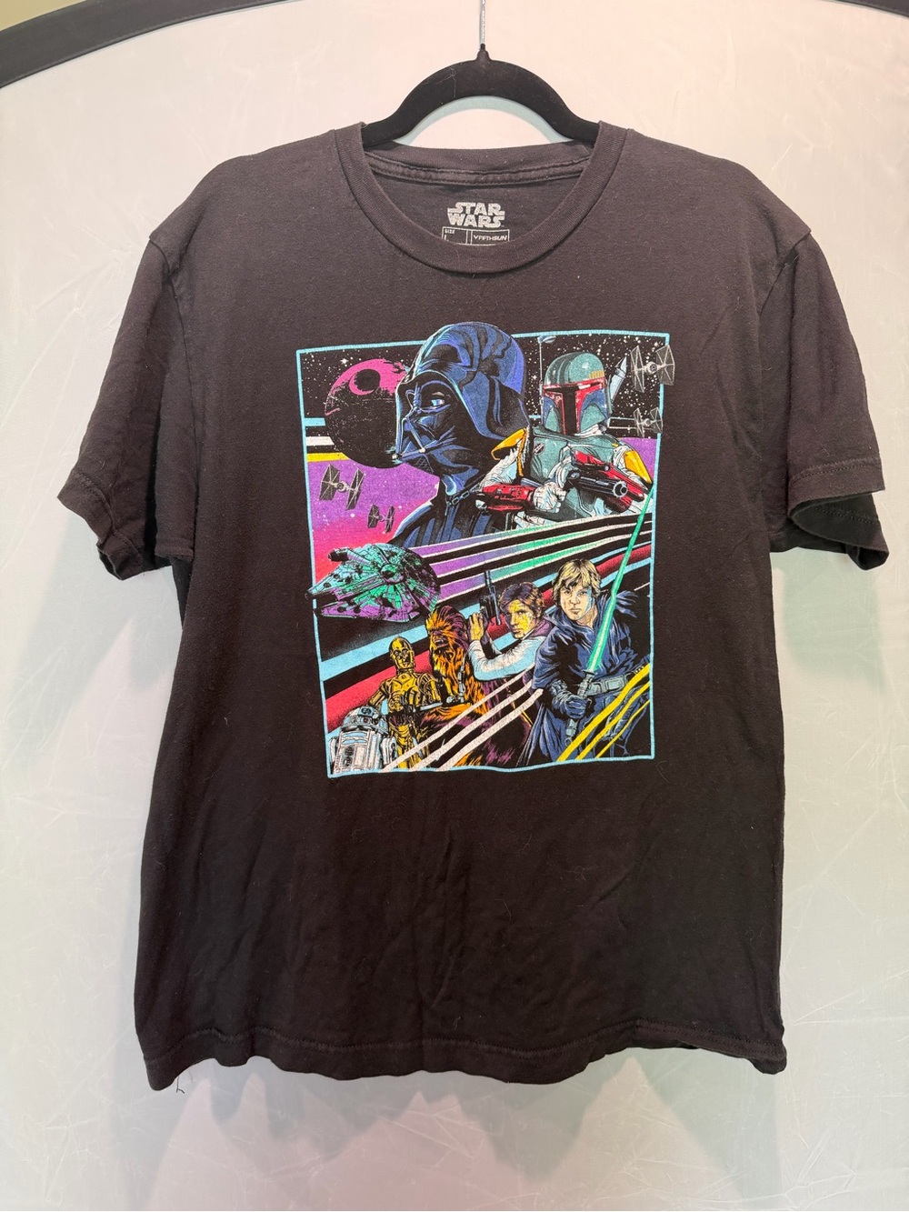Star Wars Graphic Tee Darth Vader Luke Skywalker Retro T Shirt Size L